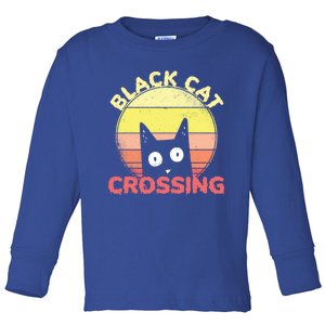 Black Cat Crossing Cute Cat Fan Halloween Gift Toddler Long Sleeve Shirt