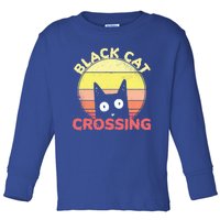 Black Cat Crossing Cute Cat Fan Halloween Gift Toddler Long Sleeve Shirt