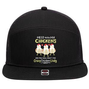 Backyard Crazy Chicken Lady Farmer 7 Panel Mesh Trucker Snapback Hat