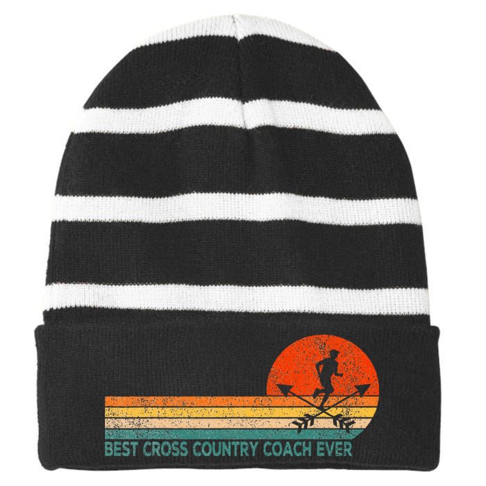 Best Cross Country Coach Cross Country Running Coach Striped Beanie with Solid Band