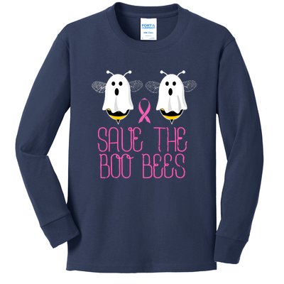 Breast Cancer Cute Halloween Save The Boobees Boo Bees Gift Kids Long Sleeve Shirt