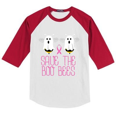 Breast Cancer Cute Halloween Save The Boobees Boo Bees Gift Kids Colorblock Raglan Jersey