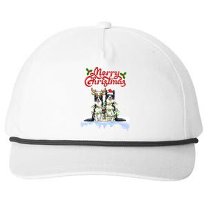 Border Collie Christmas Lights Matching Family Xmas Dog Gift Snapback Five-Panel Rope Hat