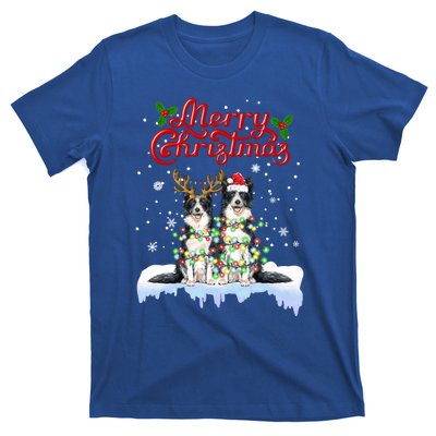 Border Collie Christmas Lights Matching Family Xmas Dog Gift T-Shirt