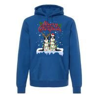 Border Collie Christmas Lights Matching Family Xmas Dog Gift Premium Hoodie