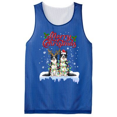 Border Collie Christmas Lights Matching Family Xmas Dog Gift Mesh Reversible Basketball Jersey Tank