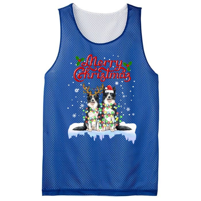 Border Collie Christmas Lights Matching Family Xmas Dog Gift Mesh Reversible Basketball Jersey Tank