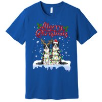 Border Collie Christmas Lights Matching Family Xmas Dog Gift Premium T-Shirt