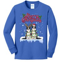 Border Collie Christmas Lights Matching Family Xmas Dog Gift Kids Long Sleeve Shirt