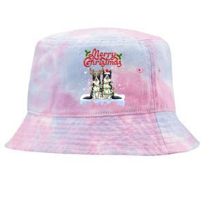 Border Collie Christmas Lights Matching Family Xmas Dog Gift Tie-Dyed Bucket Hat