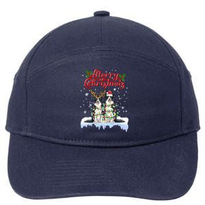 Border Collie Christmas Lights Matching Family Xmas Dog Gift 7-Panel Snapback Hat