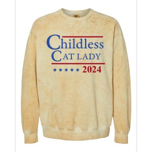 Browbrotherr Childless Cat Lady 2024 Colorblast Crewneck Sweatshirt