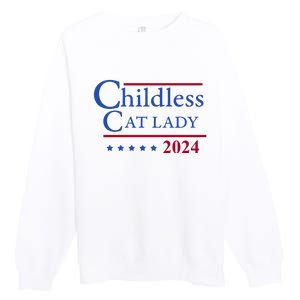 Browbrotherr Childless Cat Lady 2024 Premium Crewneck Sweatshirt