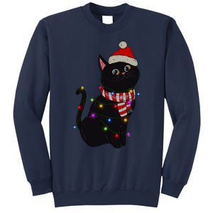 Black Cat christmas light funny cat lover christmas  Sweatshirt