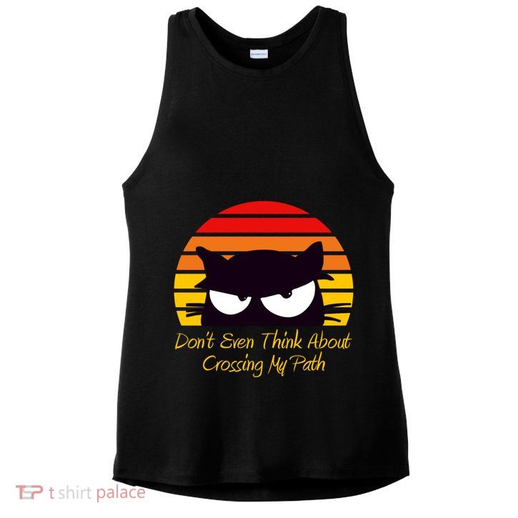 Black Cat Crossing His Path Funny Novelty Gift Ladies PosiCharge Tri-Blend Wicking Tank