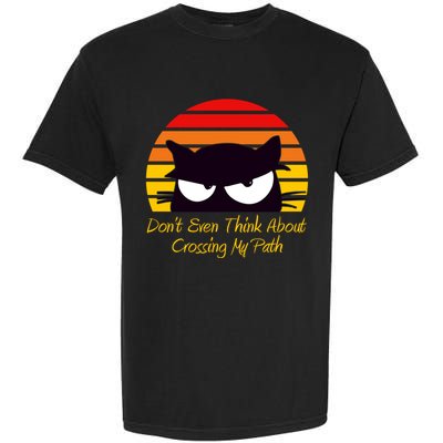 Black Cat Crossing His Path Funny Novelty Gift Garment-Dyed Heavyweight T-Shirt