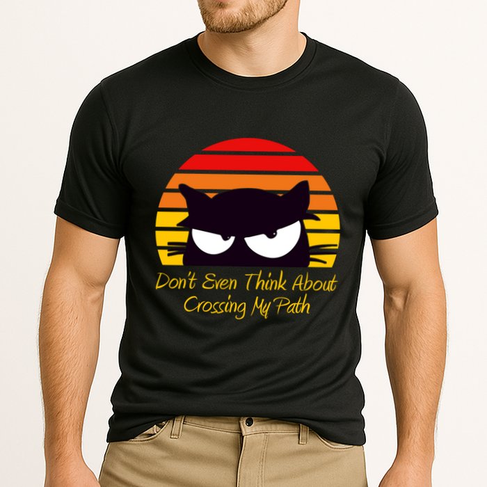 Black Cat Crossing His Path Funny Novelty Gift Cooling Performance Crew T-Shirt