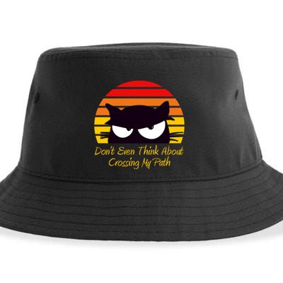Black Cat Crossing His Path Funny Novelty Gift Sustainable Bucket Hat