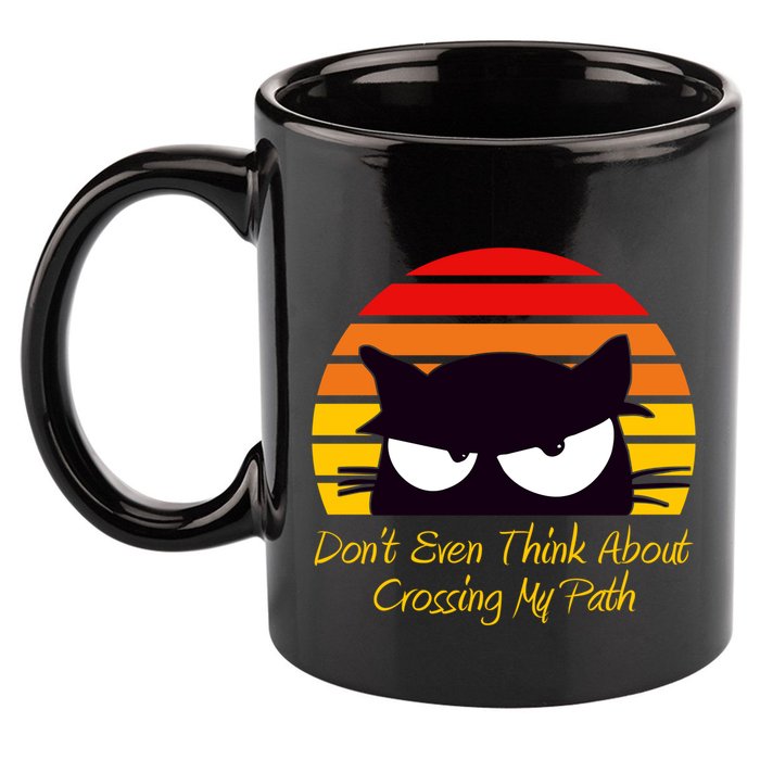 Black Cat Crossing His Path Funny Novelty Gift 11oz C Handle Ceramic Mug