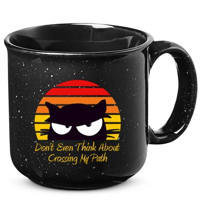 Black Cat Crossing His Path Funny Novelty Gift 15oz Campfire Ceramic Mug
