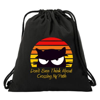 Black Cat Crossing His Path Funny Novelty Gift Drawstring Bag