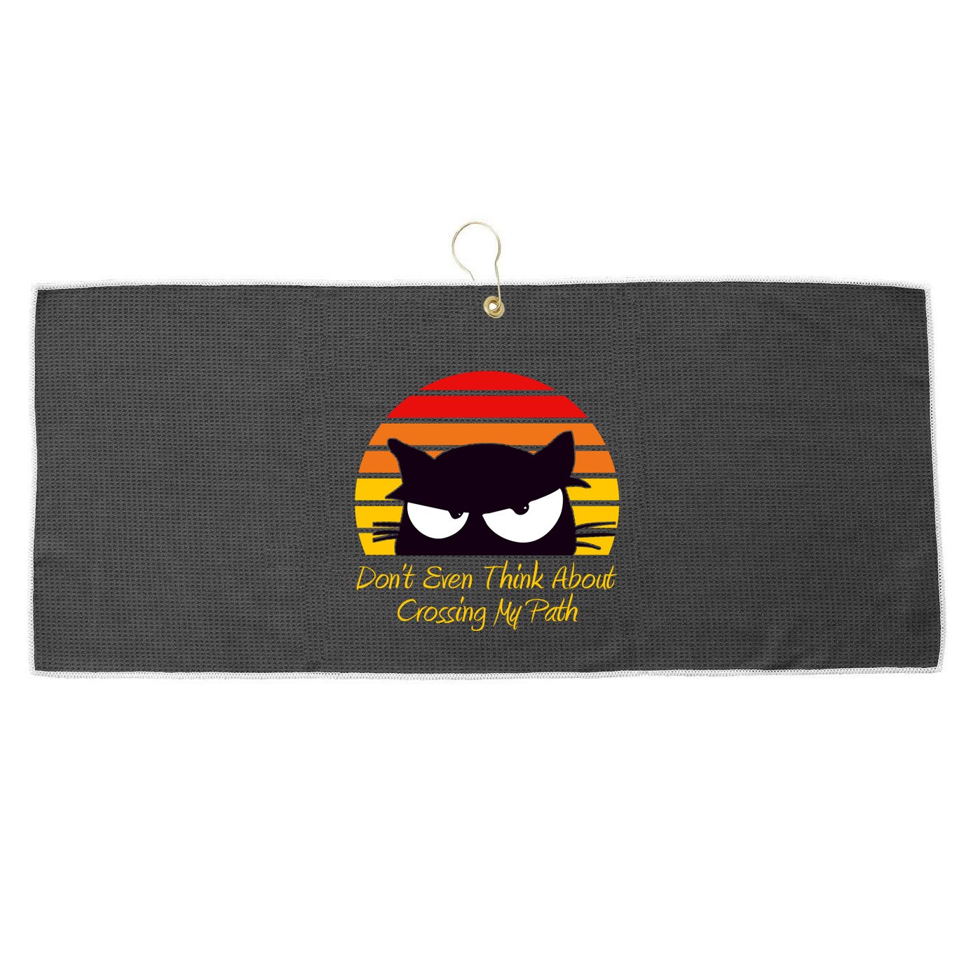 Black Cat Crossing His Path Funny Novelty Gift Large Microfiber Waffle Golf Towel