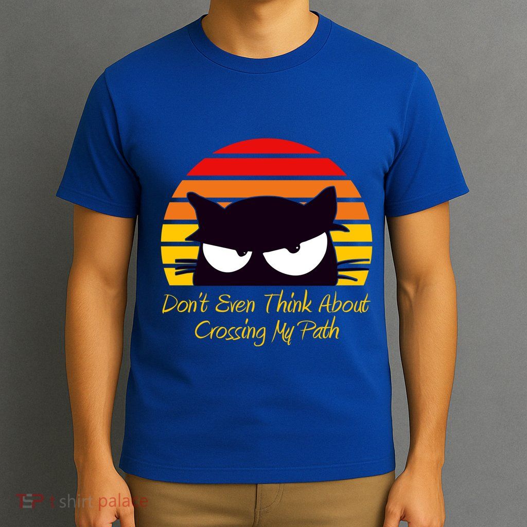 Black Cat Crossing His Path Funny Novelty Gift T-Shirt