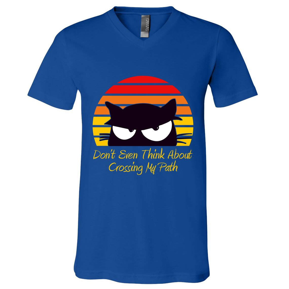 Black Cat Crossing His Path Funny Novelty Gift V-Neck T-Shirt