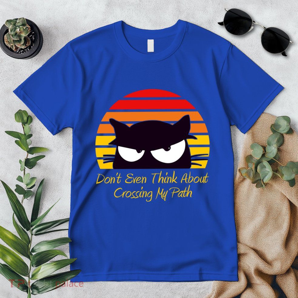Black Cat Crossing His Path Funny Novelty Gift Premium T-Shirt