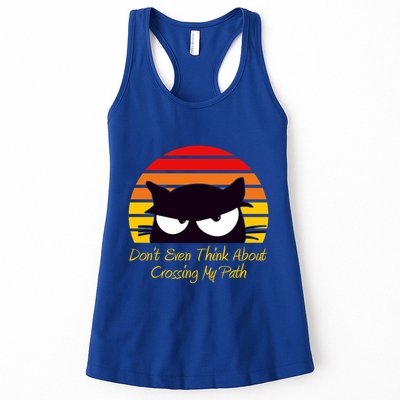 Black Cat Crossing His Path Funny Novelty Gift Womens Tank Top