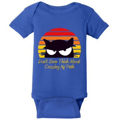 Black Cat Crossing His Path Funny Novelty Gift Baby Bodysuit