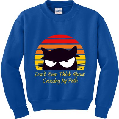 Black Cat Crossing His Path Funny Novelty Gift Kids Sweatshirt