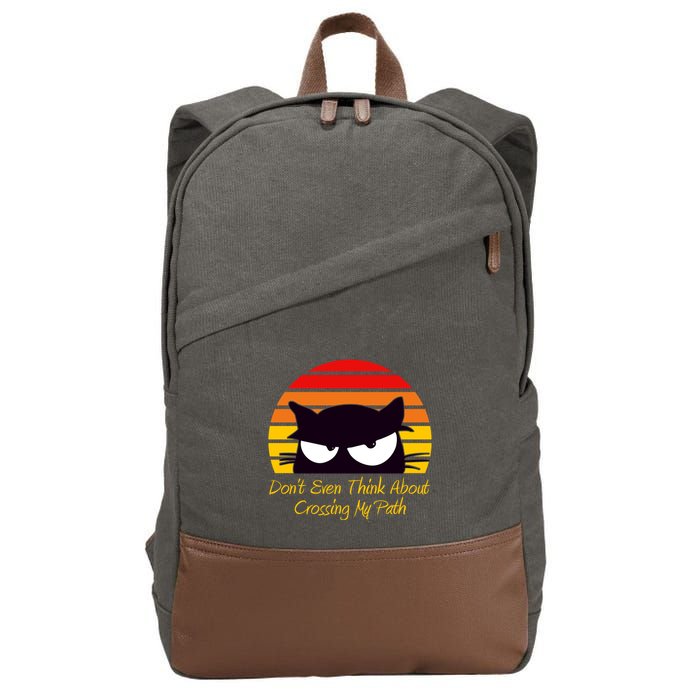 Black Cat Crossing His Path Funny Novelty Gift Cotton Canvas Backpack