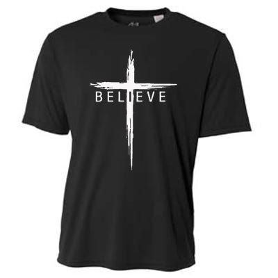 Believe Christian Cross Jesus Christ Christians Cooling Performance Crew T-Shirt