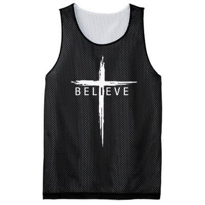 Believe Christian Cross Jesus Christ Christians Mesh Reversible Basketball Jersey Tank