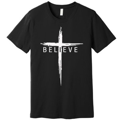 Believe Christian Cross Jesus Christ Christians Premium T-Shirt