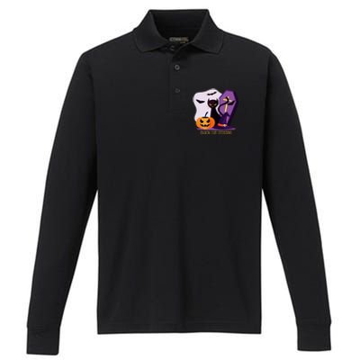 Black Cat Crossing Cool Gift Performance Long Sleeve Polo