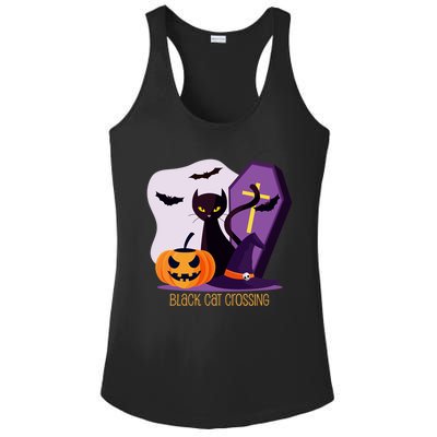 Black Cat Crossing Cool Gift Ladies PosiCharge Competitor Racerback Tank