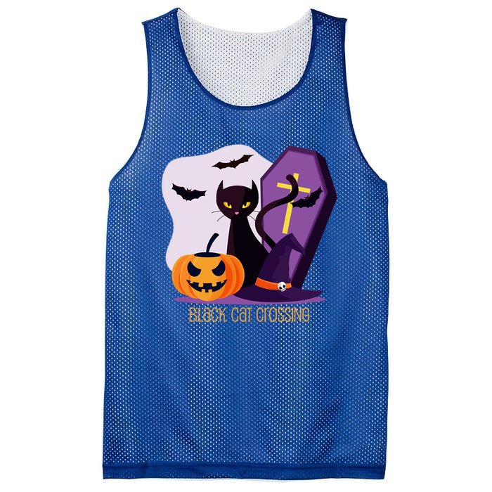 Black Cat Crossing Cool Gift Mesh Reversible Basketball Jersey Tank