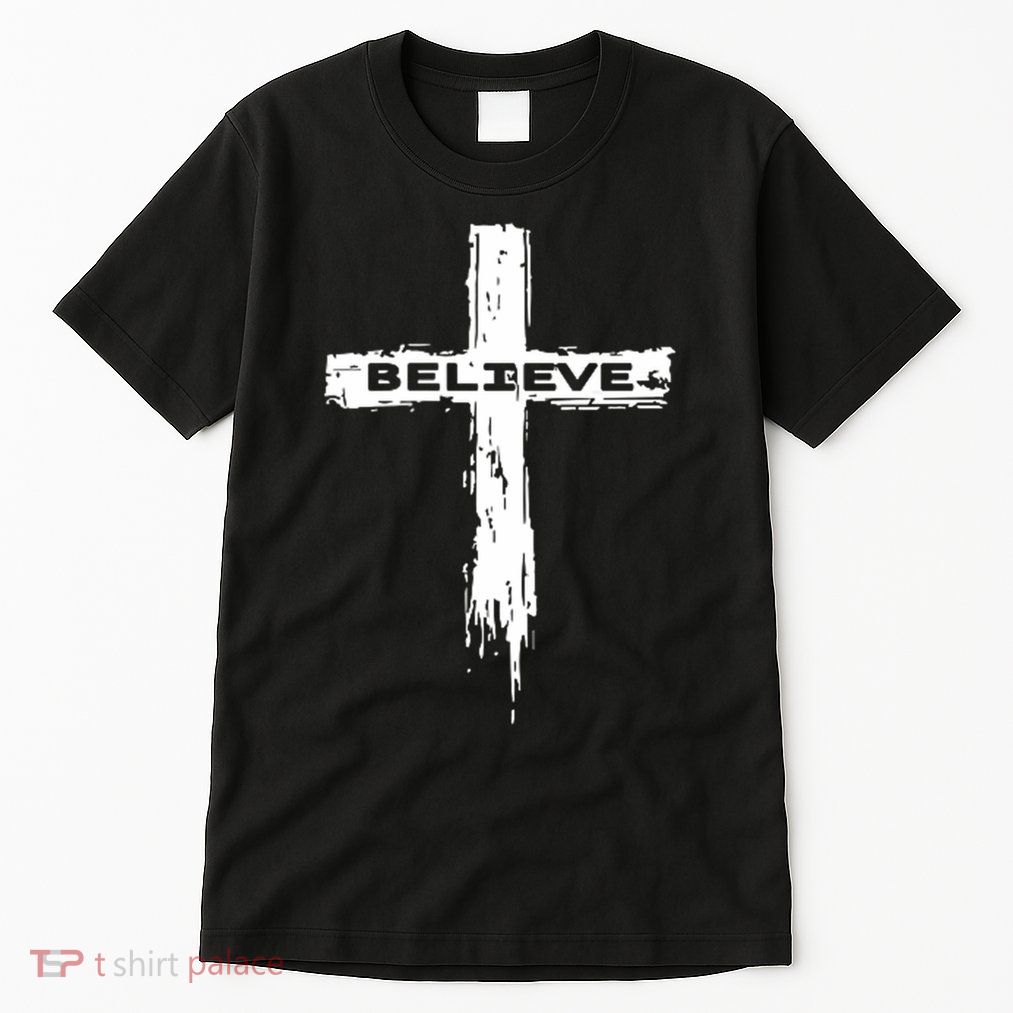 Bhgytec Christian Cross Religious Believe Graphic Unisex , Unisex Kids, Girls Blac Tall T-Shirt