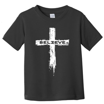 Bhgytec Christian Cross Religious Believe Graphic Unisex , Unisex Kids, Girls Blac Toddler T-Shirt