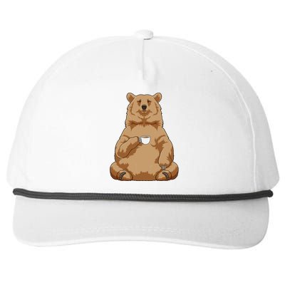 Bear Coffee Cup Gift Snapback Five-Panel Rope Hat