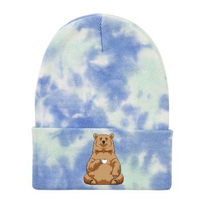 Bear Coffee Cup Gift Tie Dye 12in Knit Beanie