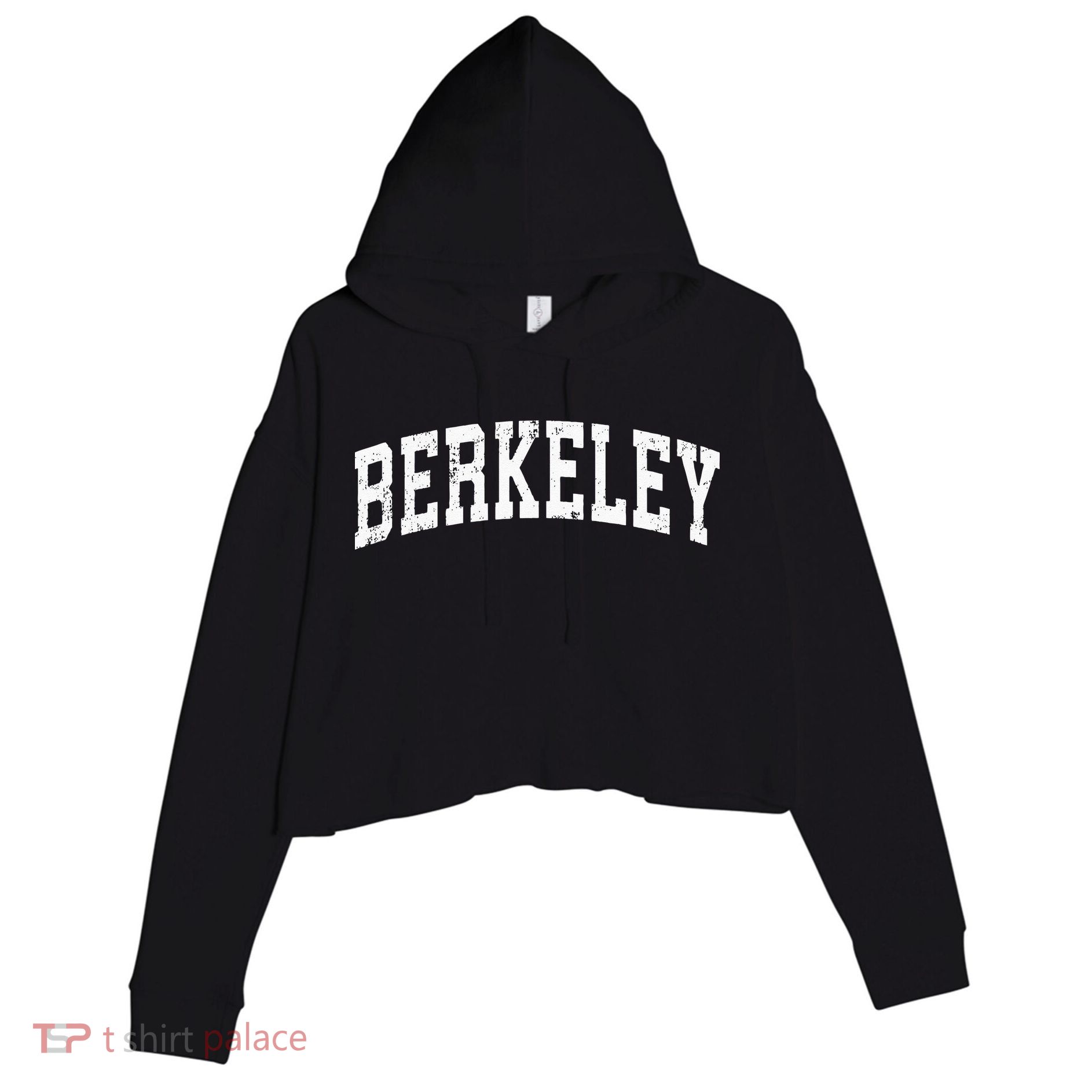 Berkeley California CA Vintage Varsity Sports Text Crop Fleece Hoodie