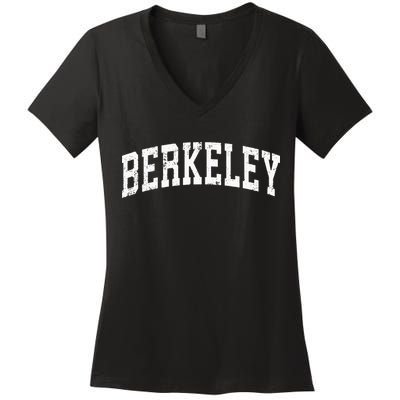 Berkeley California CA Vintage Varsity Sports Text Women's V-Neck T-Shirt