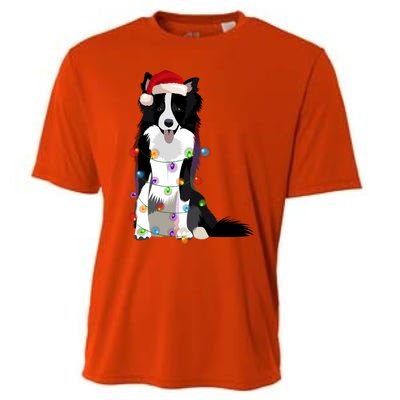 Border Collie Christmas Lights Xmas Dog Lover Cute Gift Cooling Performance Crew T-Shirt