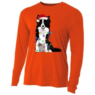 Border Collie Christmas Lights Xmas Dog Lover Cute Gift Cooling Performance Long Sleeve Crew