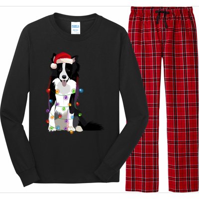 Border Collie Christmas Lights Xmas Dog Lover Cute Gift Long Sleeve Pajama Set