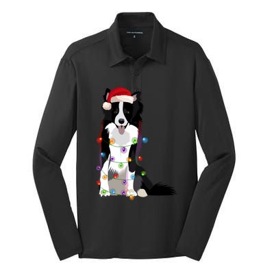 Border Collie Christmas Lights Xmas Dog Lover Cute Gift Silk Touch Performance Long Sleeve Polo