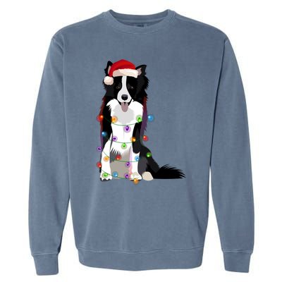 Border Collie Christmas Lights Xmas Dog Lover Cute Gift Garment-Dyed Sweatshirt